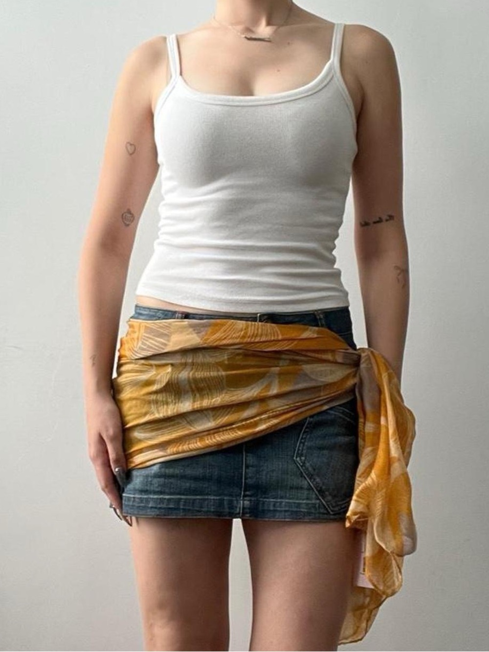 Sheer Orange Patterned Scarf - Picture 2 of 7